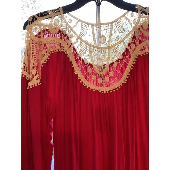 Umgee Bohemian Dress Fuchsia Boho Peasant Crocheted Tiered Sundress Sz Small NWT - Picture 3 of 11